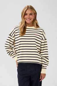 Saint Tropez Osiria Navy Striped Fleece Lined Sweatshirt, 30514808