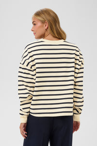Saint Tropez Osiria Navy Striped Fleece Lined Sweatshirt, 30514808