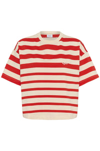Saint Tropez Philene Poppy Red Stripe Supersoft Sweatshirt T-Shirt, 30514900