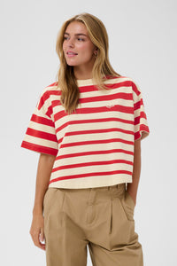 Saint Tropez Philene Poppy Red Stripe Supersoft Sweatshirt T-Shirt, 30514900