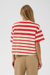 Saint Tropez Philene Poppy Red Stripe Supersoft Sweatshirt T-Shirt, 30514900