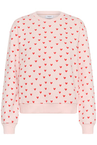 Saint Tropez Pamma Pink/Red Heart Print Fleece Lined Sweatshirt, 30514963