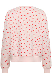 Saint Tropez Pamma Pink/Red Heart Print Fleece Lined Sweatshirt, 30514963