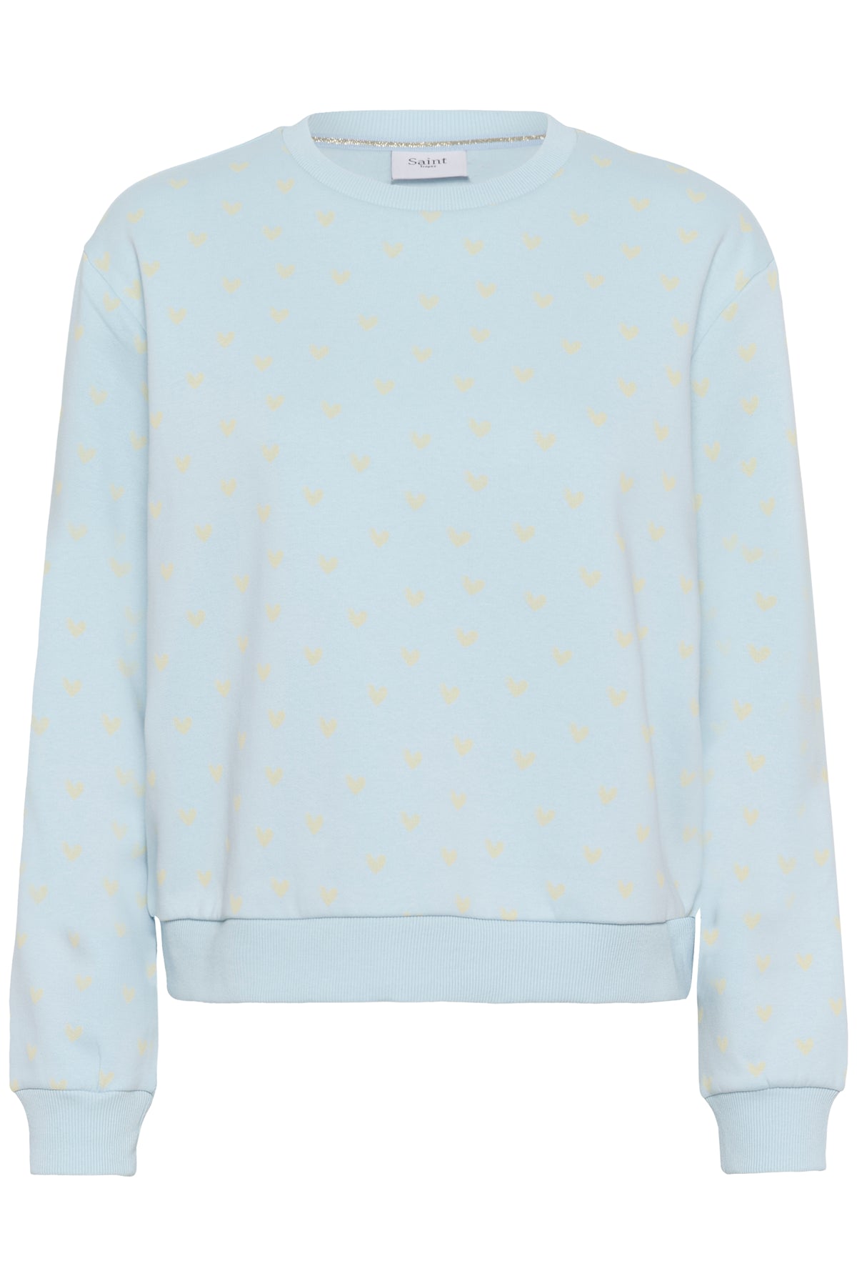 Saint Tropez Pamma Baby Blue/Beige Heart Print Fleece Lined Sweatshirt, 30514963