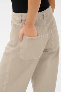 KAFFE Kamimi Feather Beige Broderie Anglaise Cropped Wide Leg Jeans