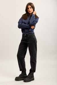 Toxik Highwaisted Barrel Leg Black Denim Jeans