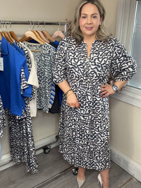 Garcia Summer Cobalt Abstract Printed Midi Dress