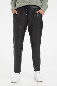 Kaffe Kavila Black Faux Leather Sports Luxe Joggers, 10504722