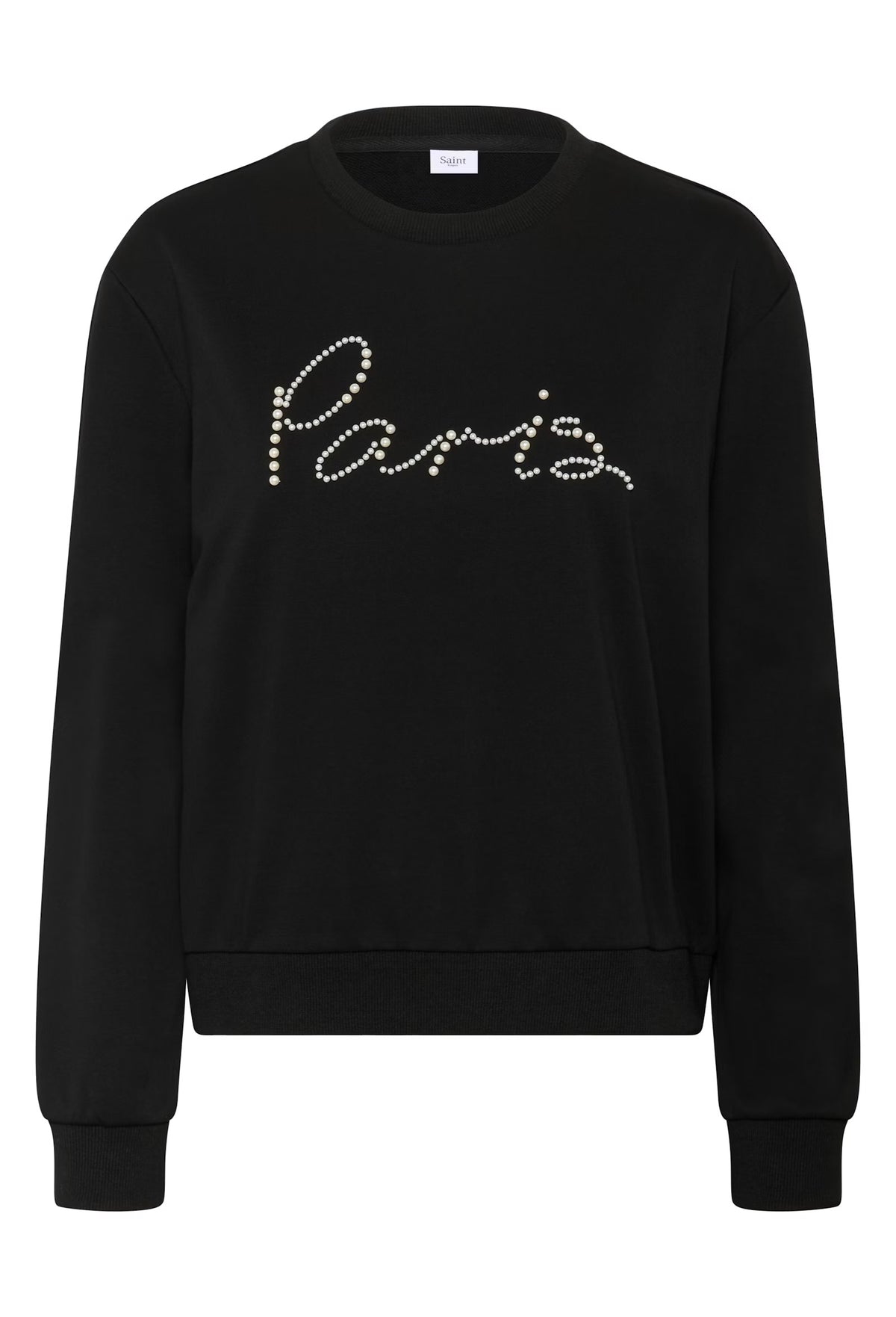 Saint Tropez Norris Black ‘PARIS’ Pearl Logo Sweatshirt