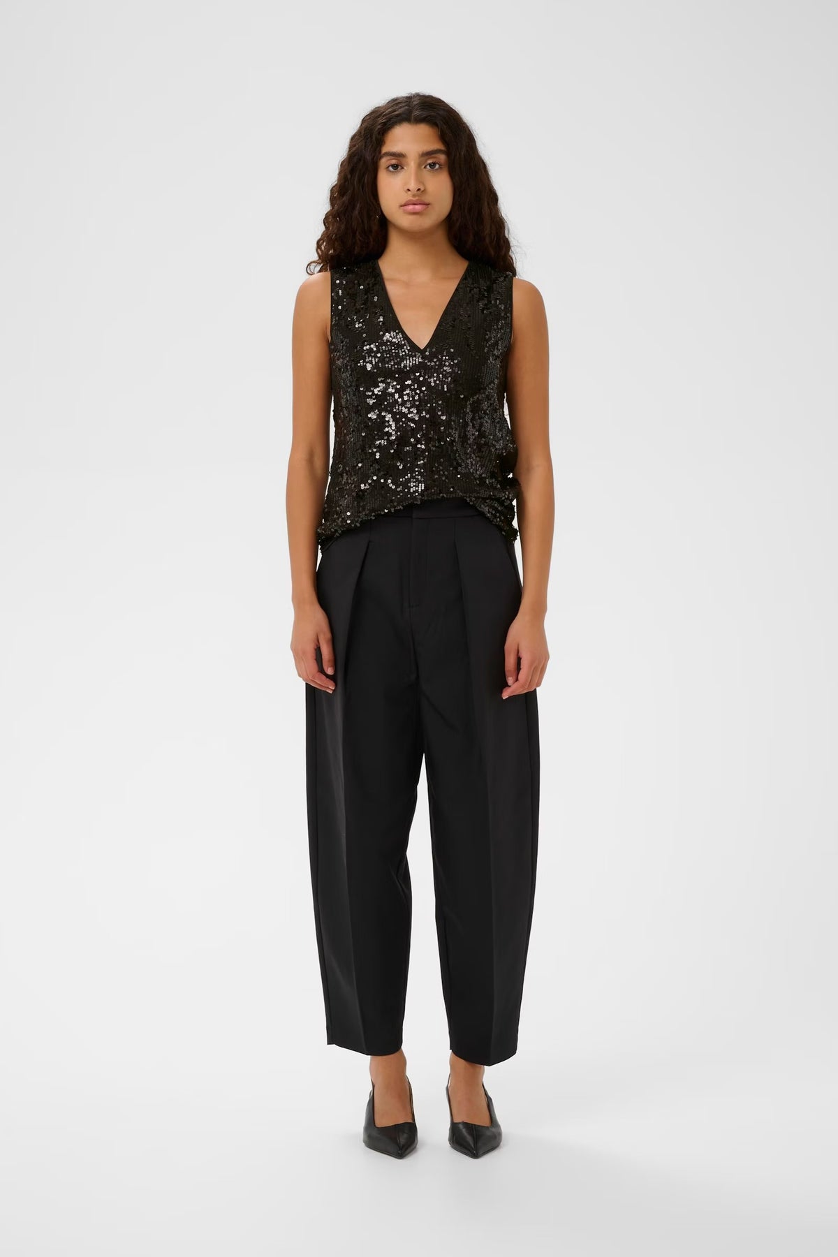 InWear KimbaIW Black Sequin V-Neck Blouse