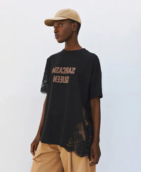 Access Fashion Black 'SARCASM QUEEN' Oversized Lace T-Shirt