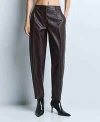 Access Fashion Coffee Faux Leather Barrel Leg Trousers, 64-5021