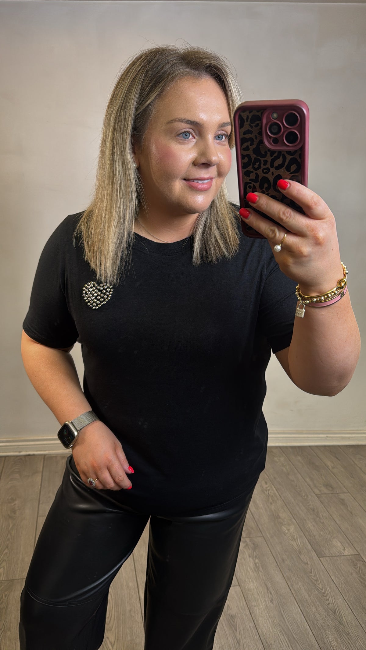 Coster Copenhagen Ultimate Basic Black T-Shirt with Beaded Heart Patch