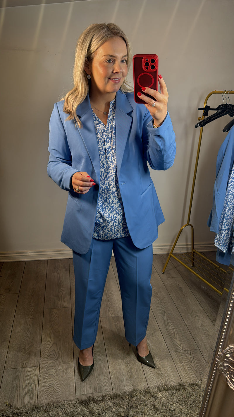 Kaffe Kasakura Flow Blue Single Breasted Blazer