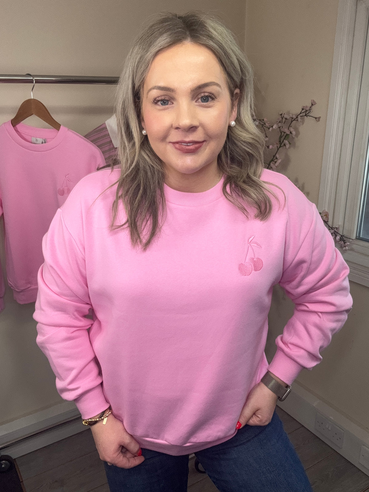 Kaffe Kamelody Pink Frosting Supersoft Fleece Lined ‘Cherry Bliss’ Sweatshirt