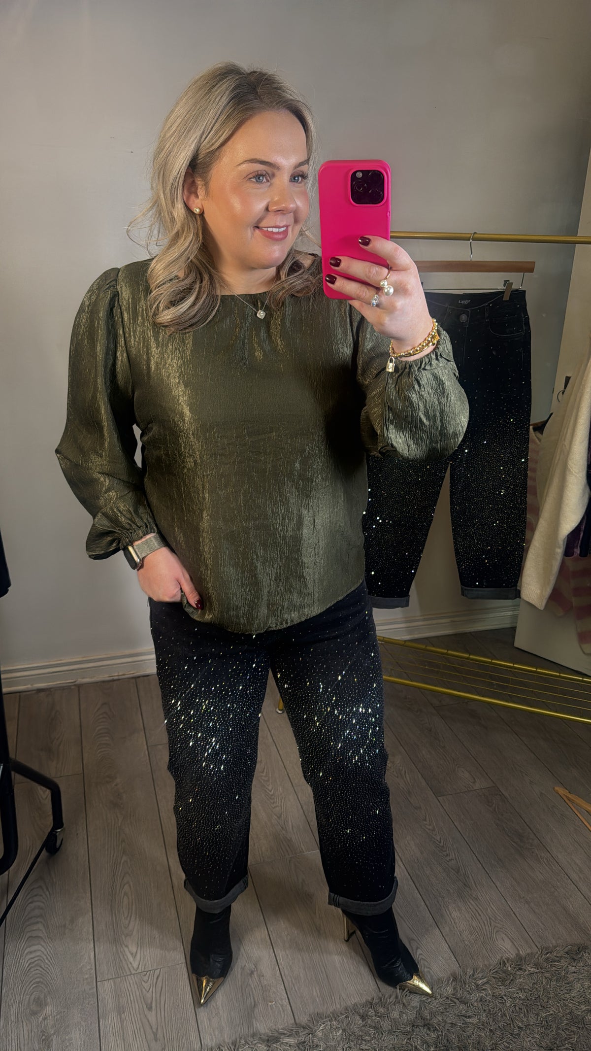 Toxik Highwaisted Boyfriend Charcoal Black Embellished Cropped Jeans