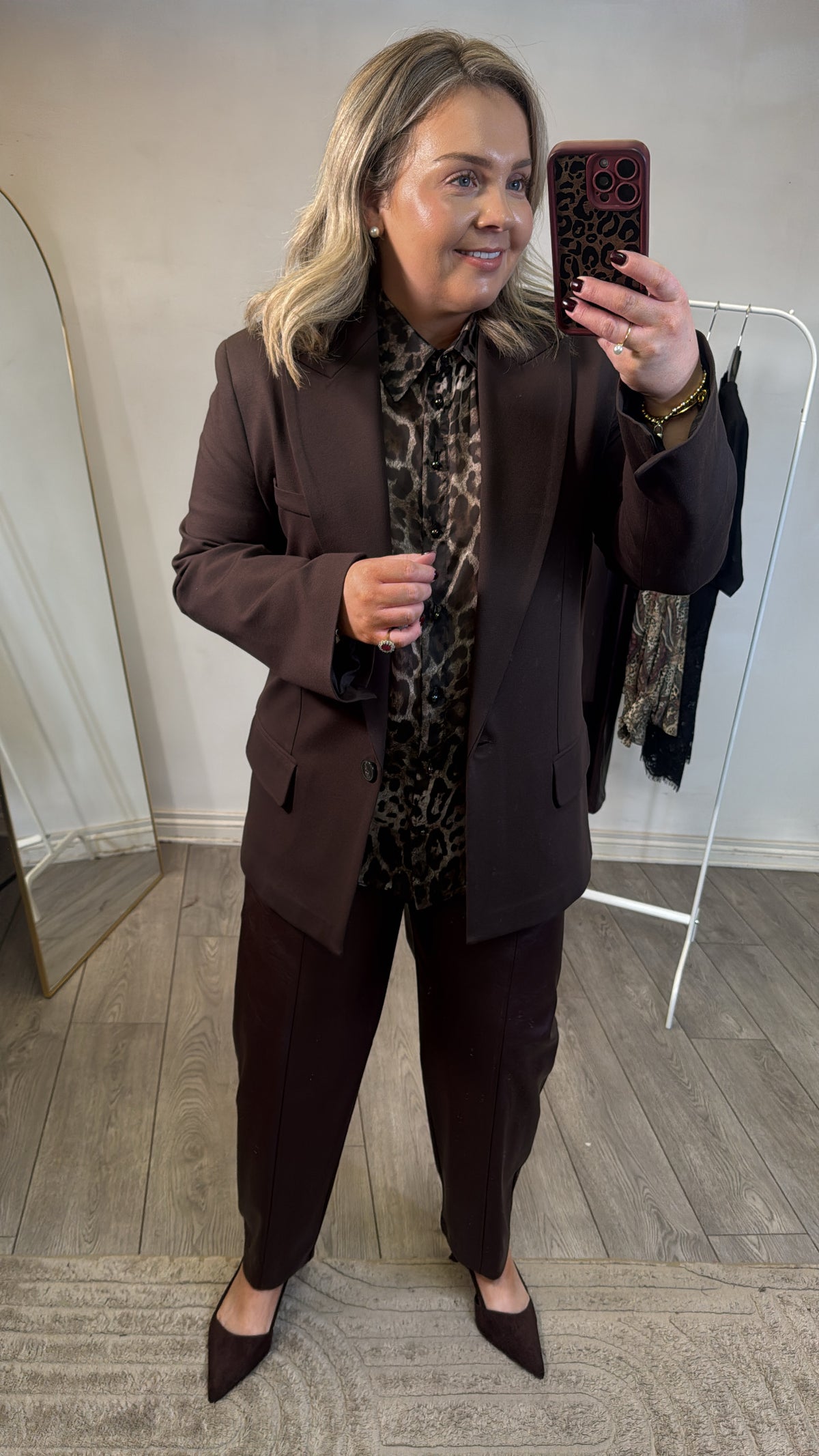 Access Fashion Coffee Single Breasted Blazer with Slit Detailing, 64-1085