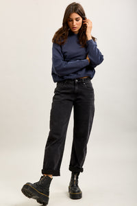 Toxik Highwaisted Barrel Leg Black Denim Jeans