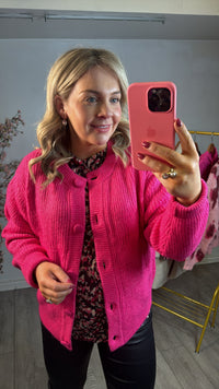 Garcia Bright Rose Pink Knitted Supersoft Cardigan, V40252