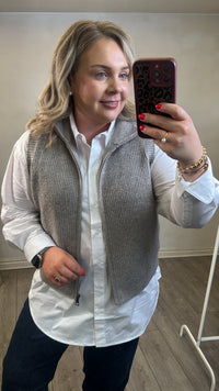 Fransa FrVinea Driftwood Taupe Knitted Vest with Zip