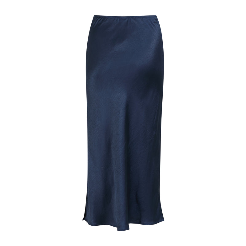 Coster Copenhagen Navy Skyler Satin Midi Skirt, CCH4510