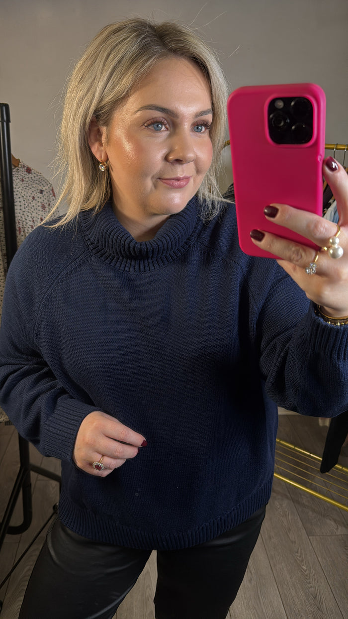 Coster Copenhagen Eclipse Navy Blue Cowl Neck Knit