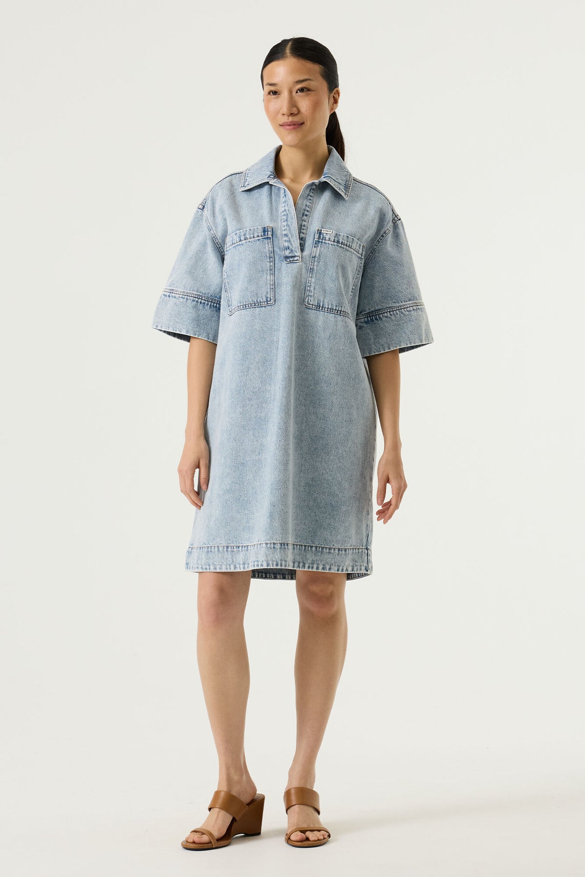 Garcia Washed Denim V-Neck Relaxed Dit Dress