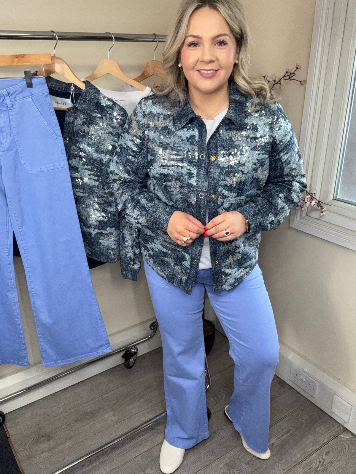 Toxik Highwaisted Cornflour Blue Wide Leg Flared Jeans, H2662