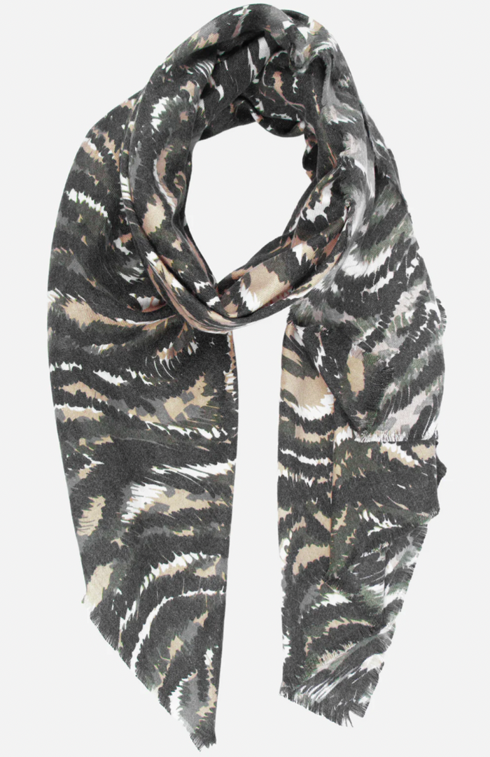 Ruby 67 Khaki Painted Animal Stripe Scarf