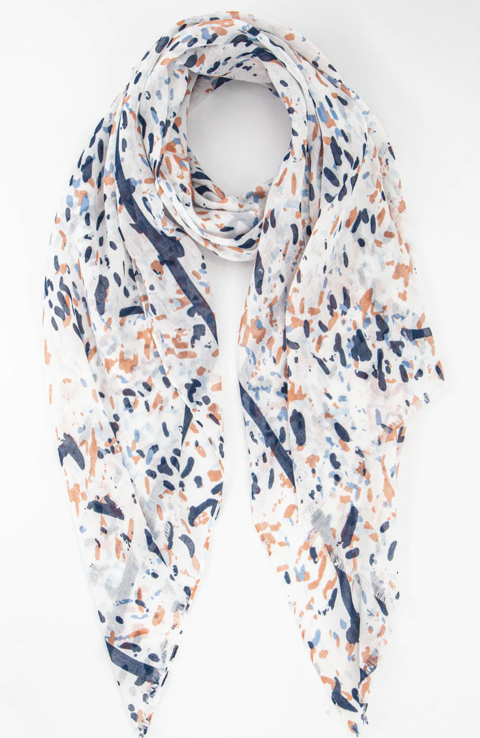 Ruby 67 Navy Blue/Cream Abstract Animal Spot Scarf 