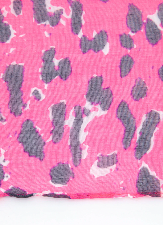 Ruby 67 Hot Pink/Grey Leopard Print Scarf