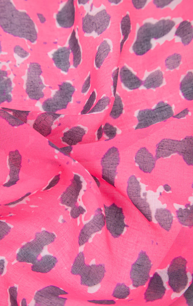 Ruby 67 Hot Pink/Grey Leopard Print Scarf