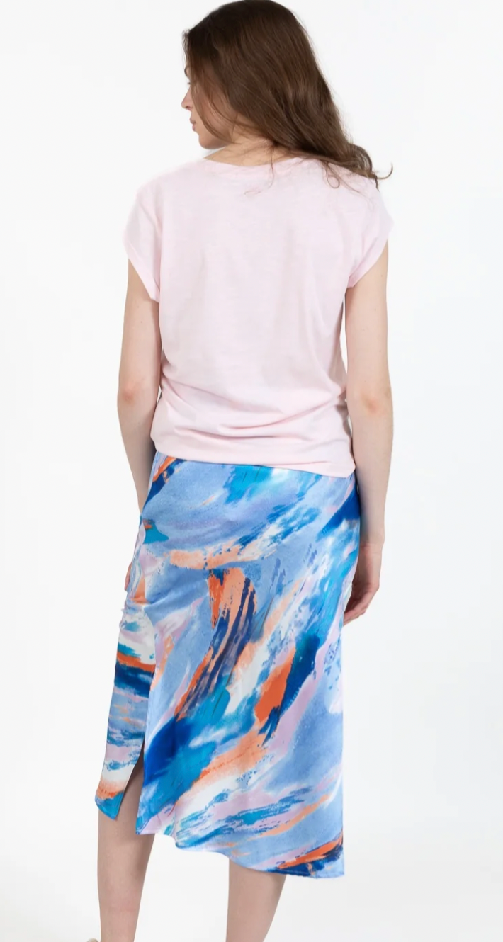 Coster Copenhagen Tie Dye Printed Skyler Satin Midi Skirt, CCH4507