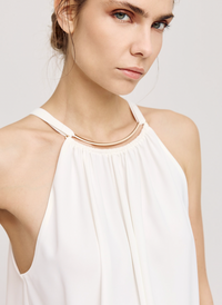 Access Fashion Off White Halter-neck Top with Metallic Detail, 43-2104