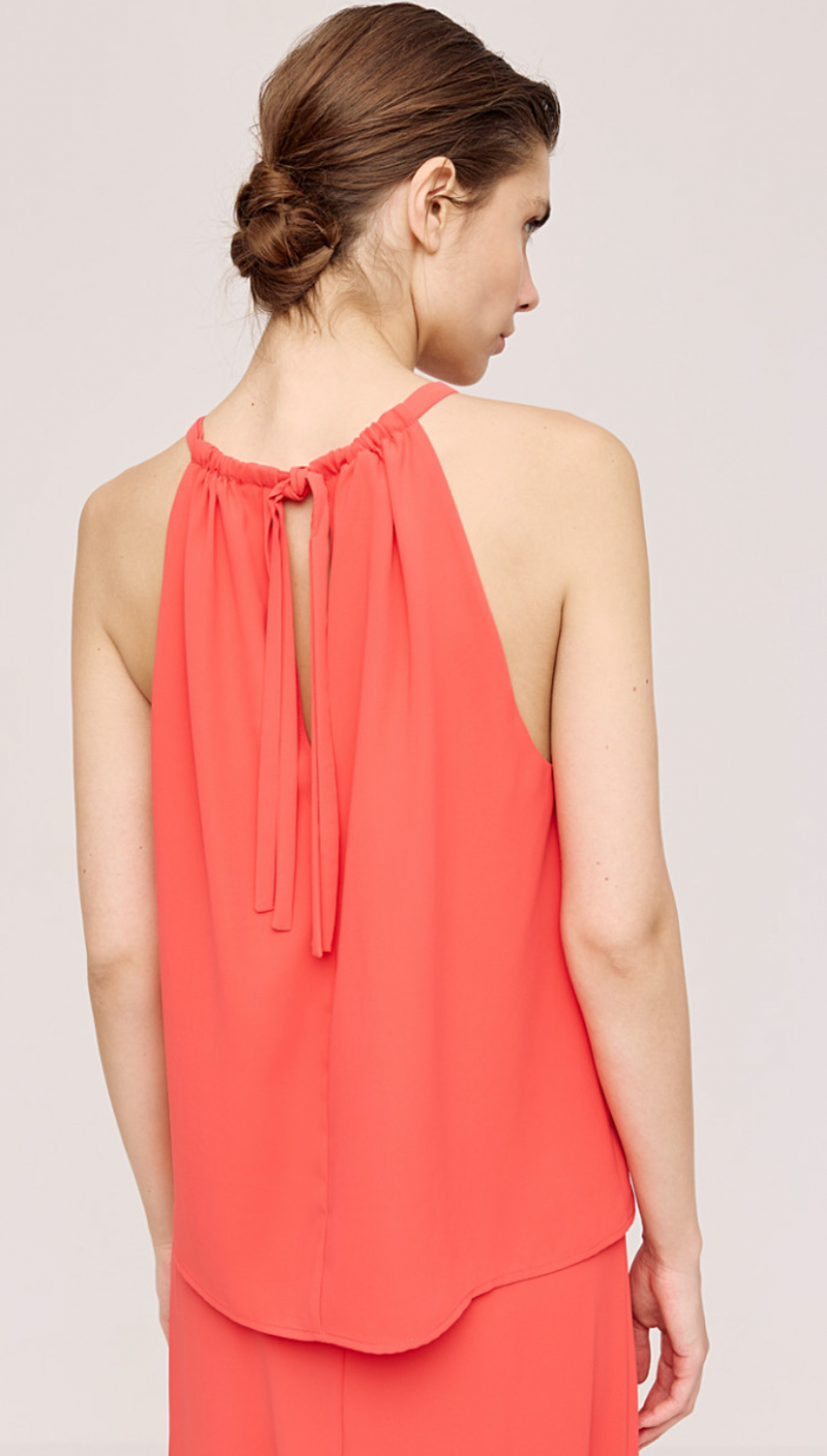 Access Fashion Flame Red Halter-neck Top with Metallic Detail, 43-2104