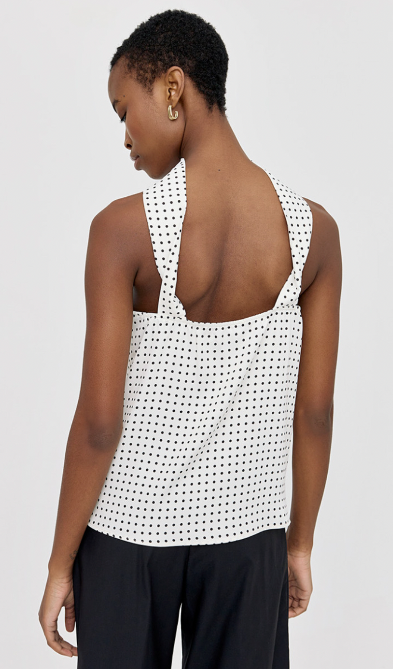 Access Fashion Off White Halterneck Polka Dot Top, 43-2107