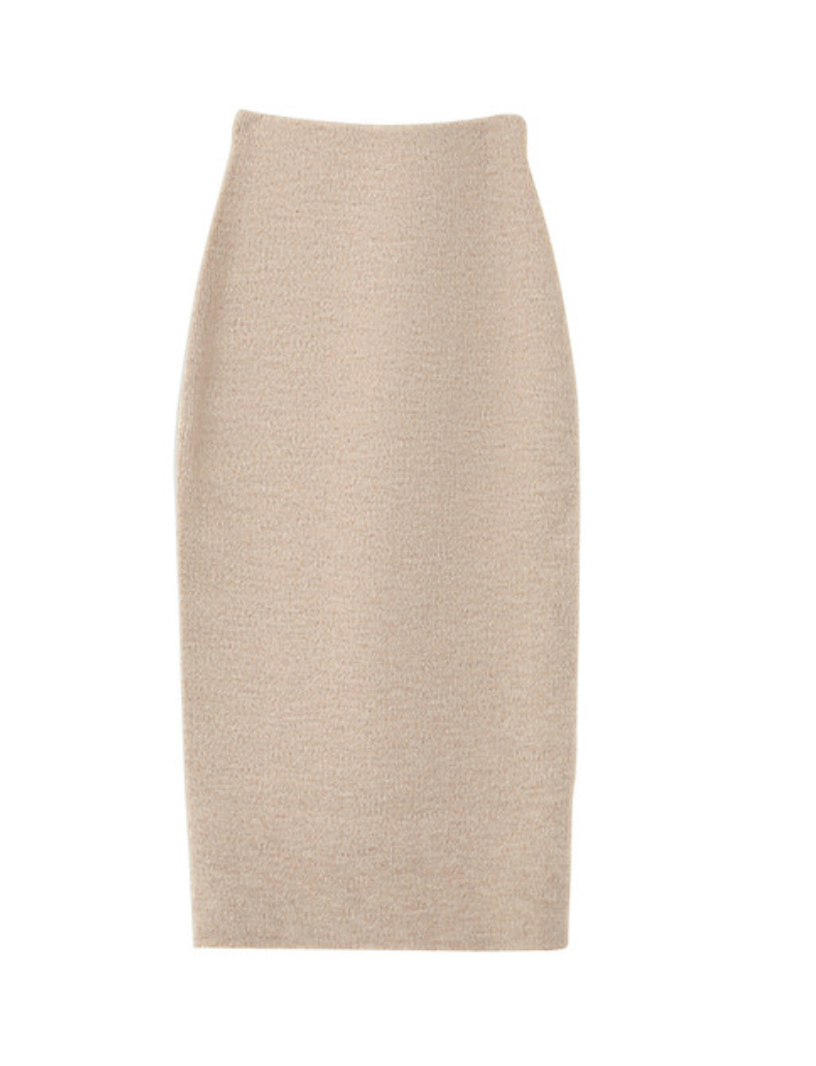 Grace & Mila Nastia Beige Knitted Midi Skirt