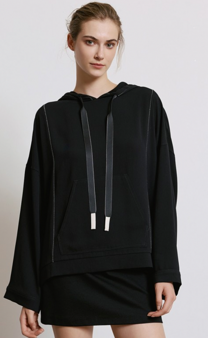 Access Fashion Black Sports Luxe Chiffon Hoodie, 44-2003