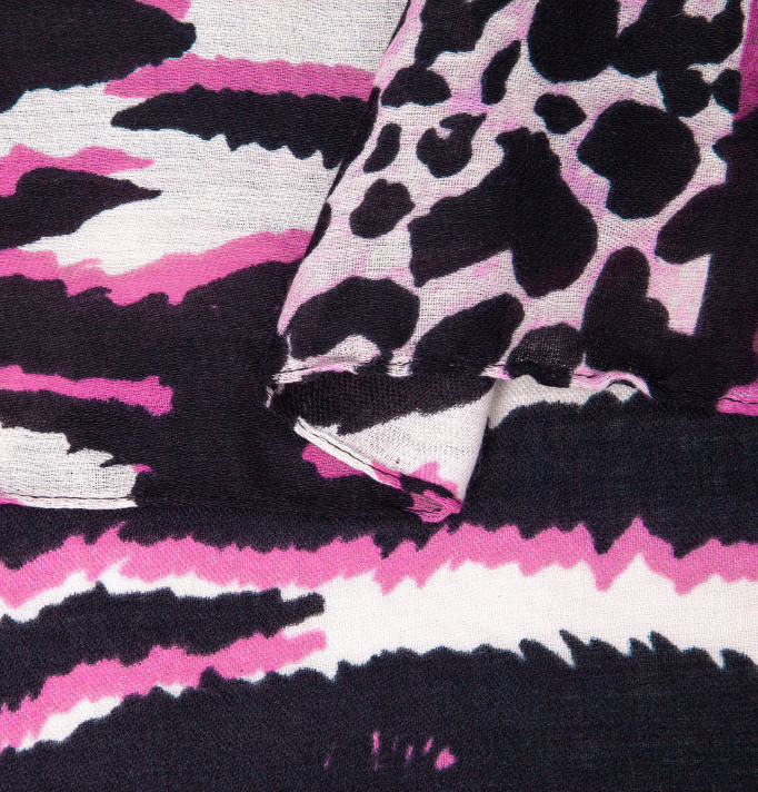 Ruby 67 Harriet Fuchsia Animal Print Scarf