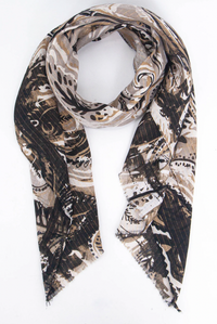 Ruby 67 Neve Neutral Marble Print Scarf