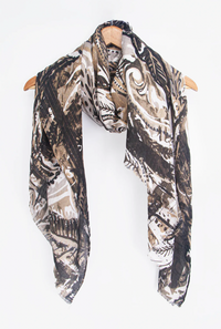 Ruby 67 Neve Neutral Marble Print Scarf