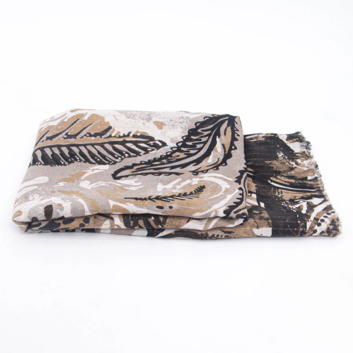 Ruby 67 Neve Neutral Marble Print Scarf