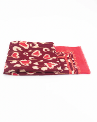 Ruby 67 Percy Burgundy Leopard Print Border Scarf, 3194F