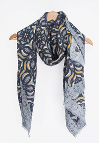 Ruby 67 Paulie Black Floral Mosaic Printed Scarf, 3196B