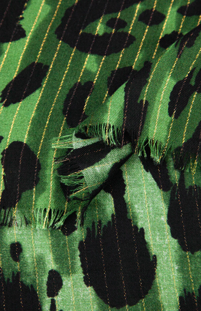 Ruby 67 Green Leopard Stripe Scarf, 3197GR