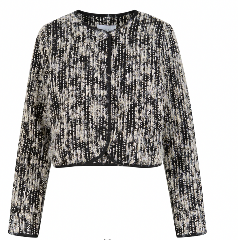 Coster Copenhagen Black/Silver Textured Cropped Jacket, 245-8554