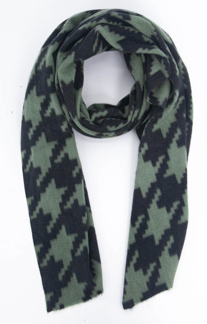 Ruby 67 Melanie Khaki Houndstooth Supersoft Scarf