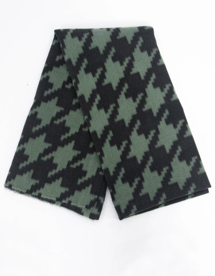 Ruby 67 Melanie Khaki Houndstooth Supersoft Scarf