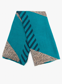 Ruby 67 Jodi Blue Animal Stripe Scarf