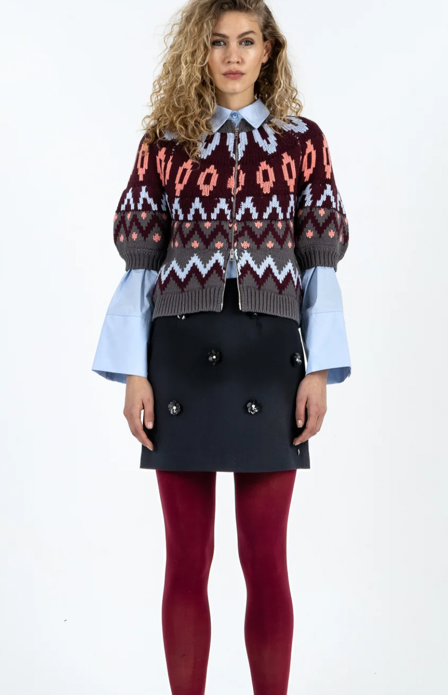 Coster Copenhagen Burgundy Knitted Zipped Cardigan Jacket